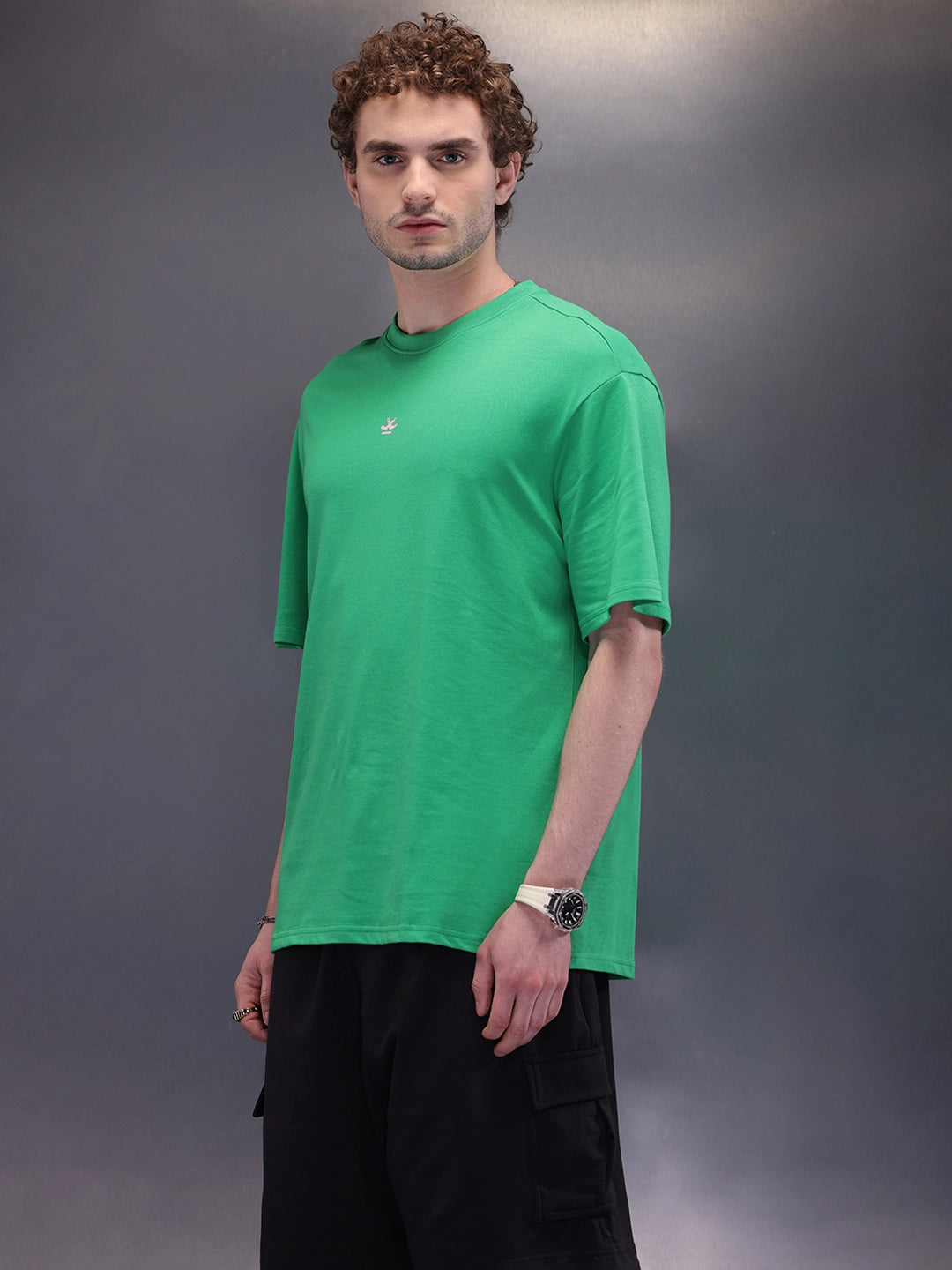 Distressed Printed Oversized T-Shirt | Green