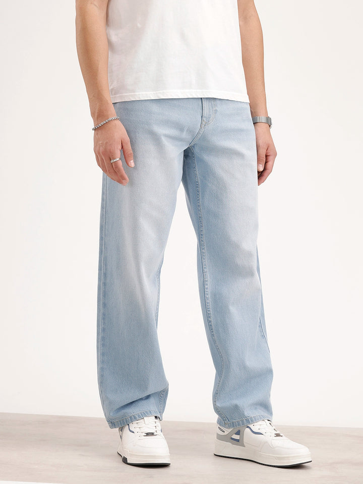 Faded Loose Fit Denim Jeans | Light Blue