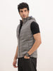 Slim Fit Cut Off Sleeve Hooded Puffer Jacker | Silver