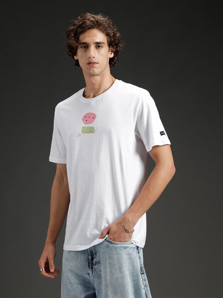 Regular fit Printed T-shirt for Men's | White