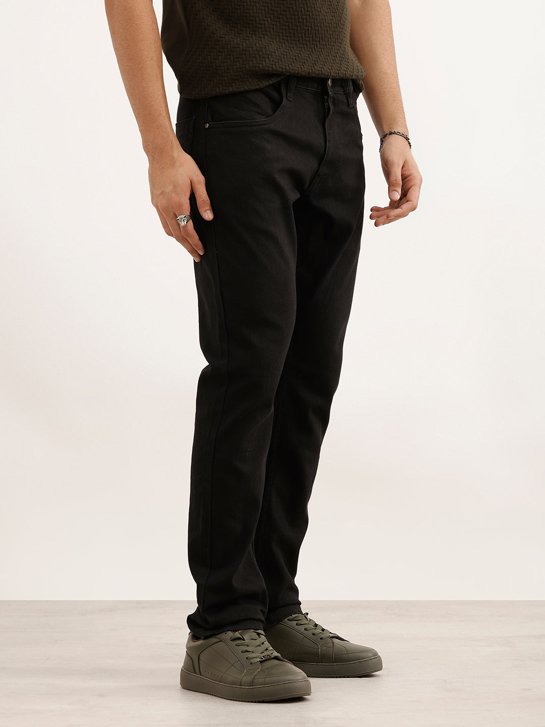 Solid Slim Fit Denim Jeans | Black