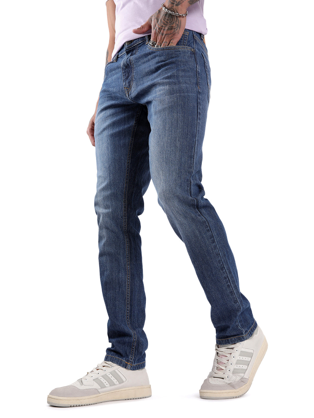 Sleek Slim Fit Dark Blue Jeans