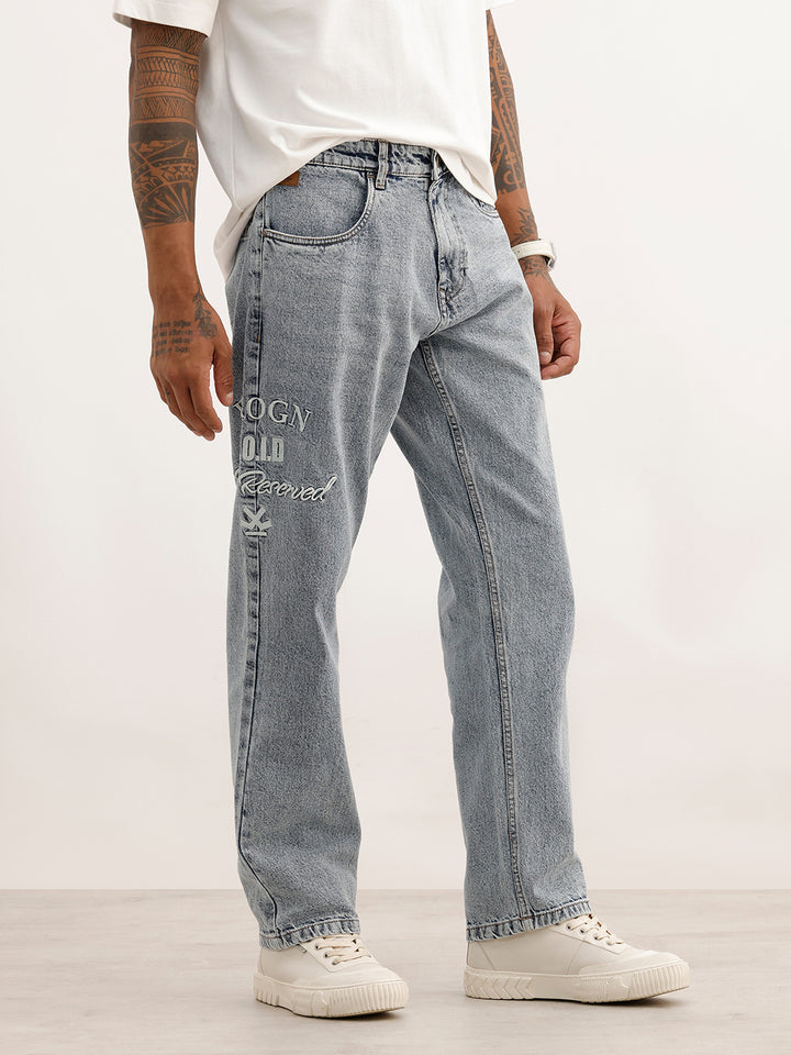 Men Casual Anti Fit Jeans With Tonal Embroidery | Super Stone