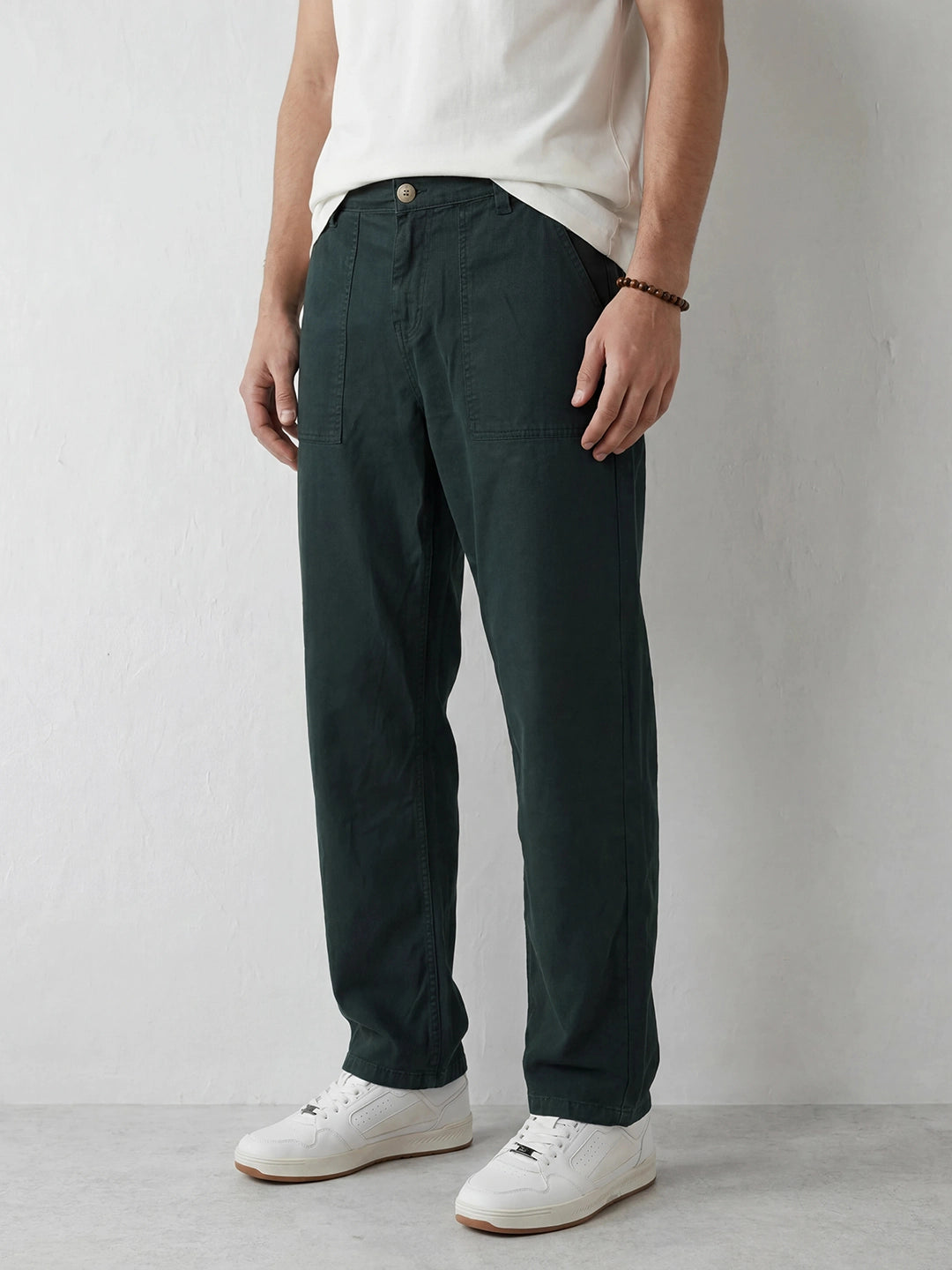 Solid Loose Fit Trouser | Dark Green
