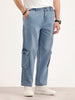 Loose Fit Cargo Denim Jeans | Light Blue