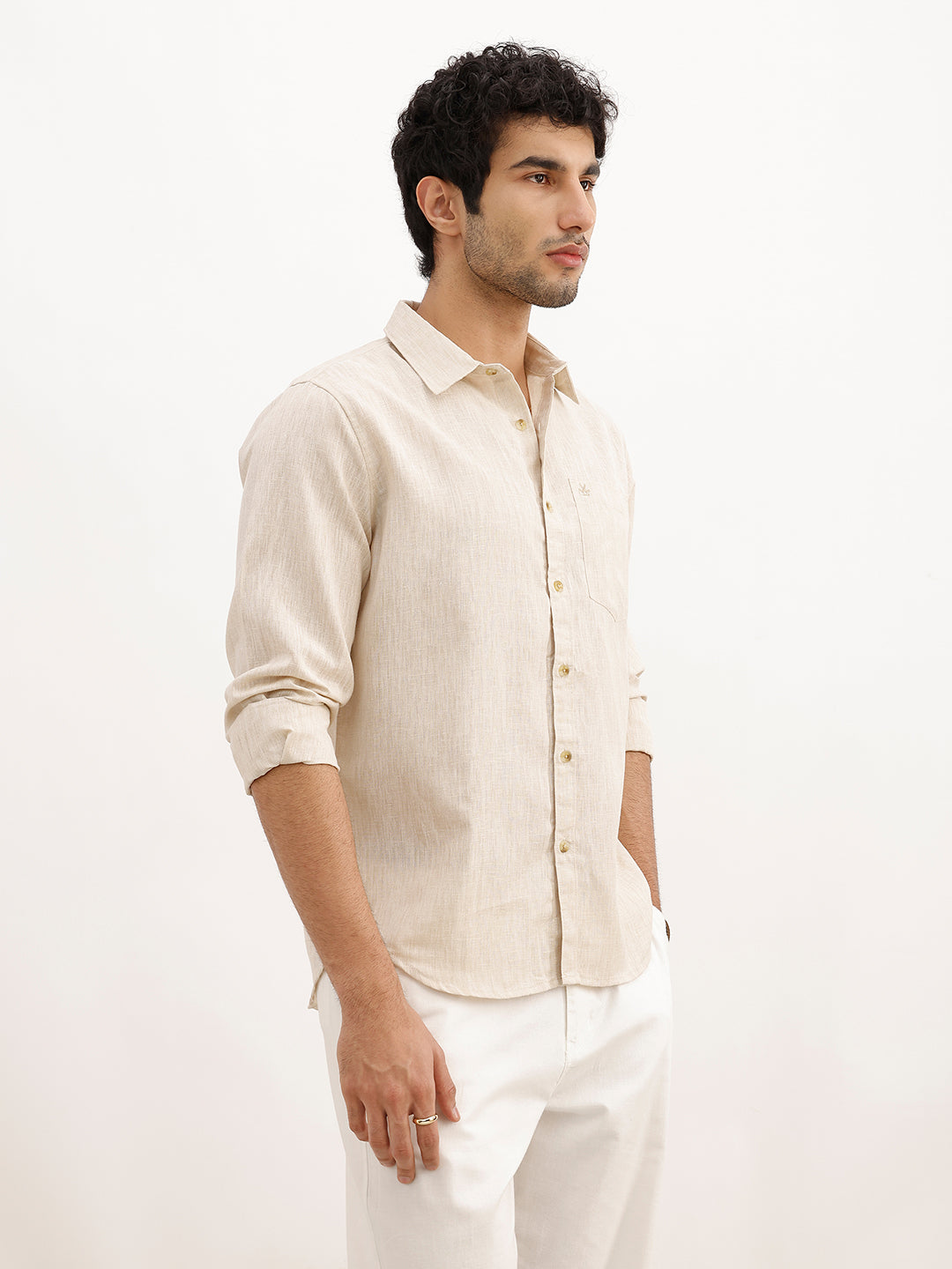 Solid Full Sleeve Shirt | Khaki