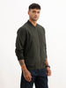 Solid Regular Fit Zipper Jacket | Olive