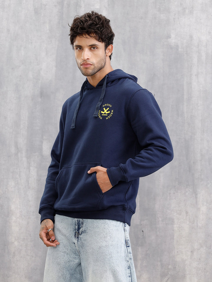 Heavy Fleece Hoodie Pullover With Pop Branding | Navy Blue