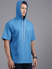 Blue Hooded Short Sleeve T-Shirt