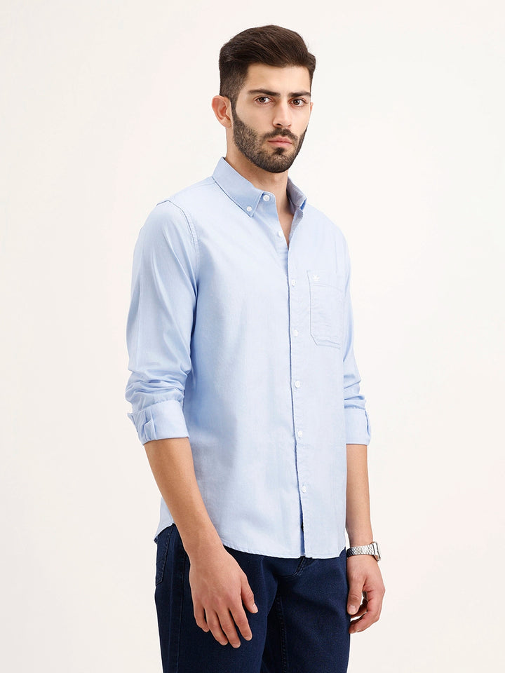 Regular Fit 100% Cotton Shirt | Light Blue