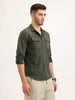 Washed Slim Fit Double Pocket Shirt | Olive