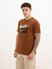 Slim Fit Placement Printed T-Shirt | Brown | WTS02HSSL1346S