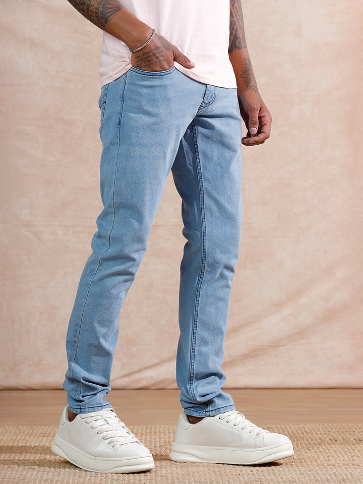 Solid Slim Fit Jeans | Light Blue