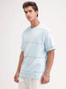 Oversized Stripes Printed T-Shirt | Light Blue
