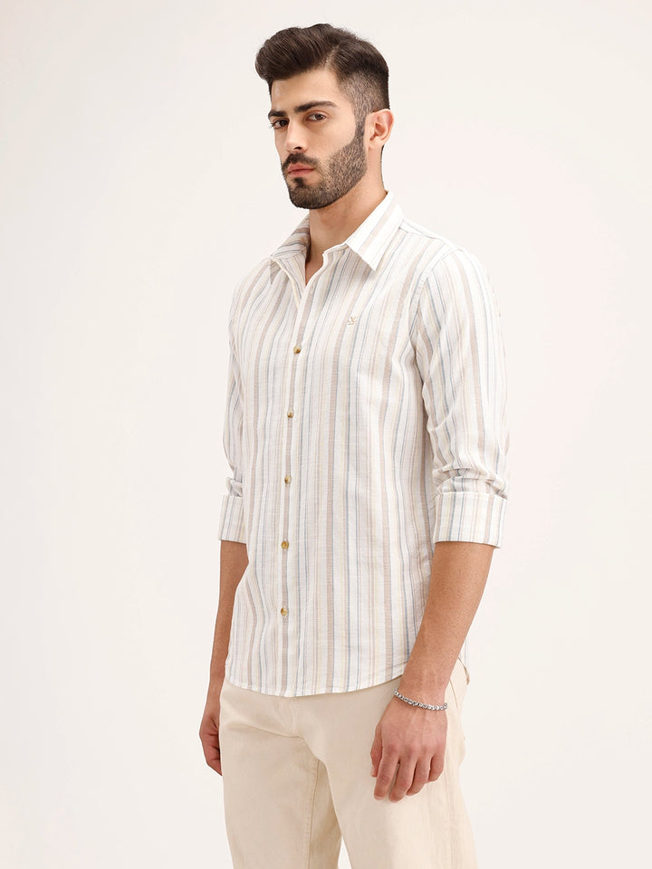Slim Fit Striped Shirt | White
