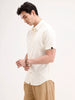 Slim Fit Textured Half Sleeve Shirt | Yellow