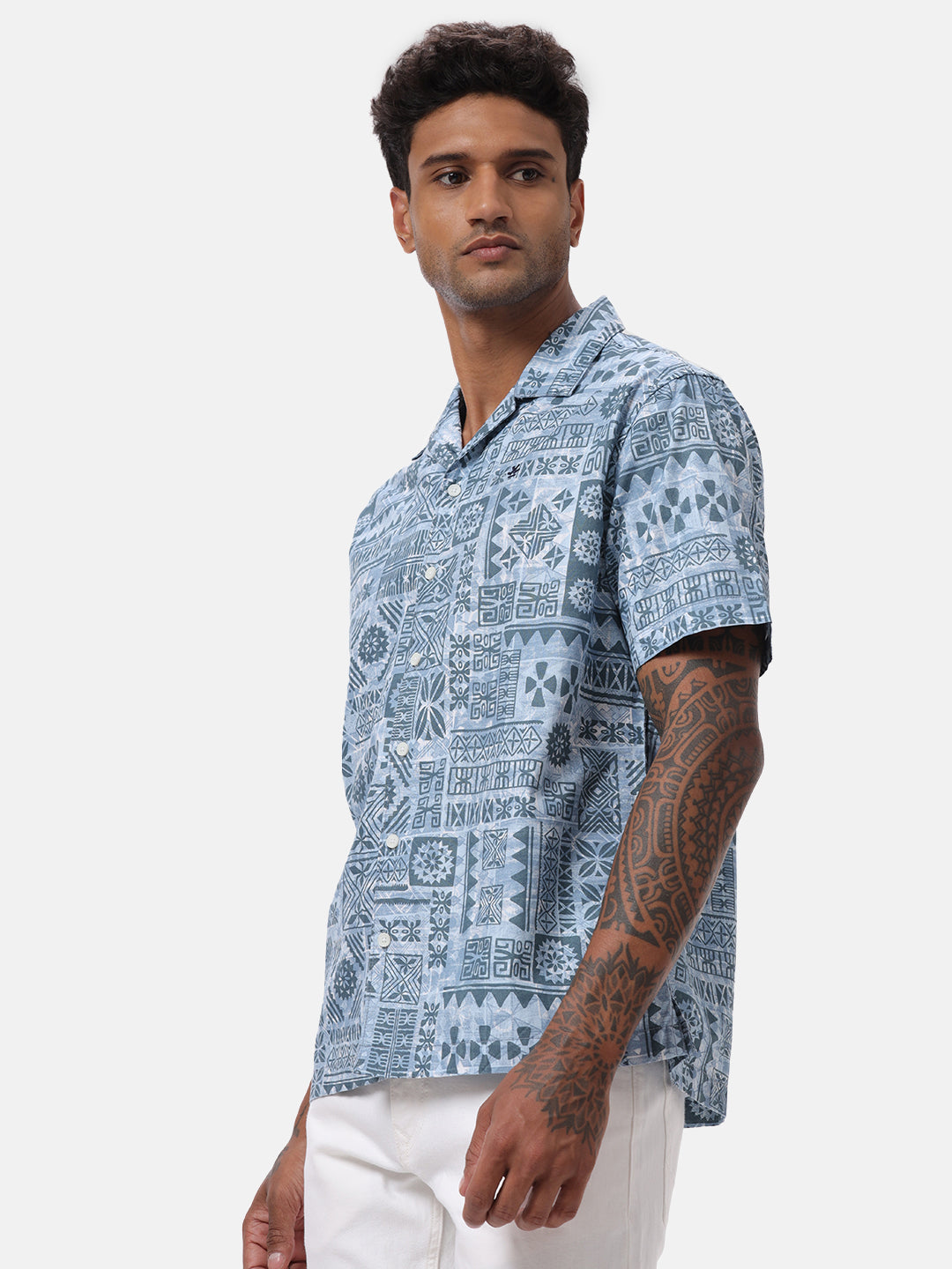 Abstract Blue AOP Spoyl Shirt