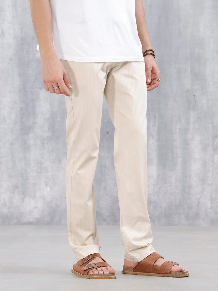 Men's Casual Straight Fit Trousers | Khaki