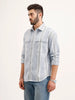Textured Oversized Double Pocket Shirt | Blue