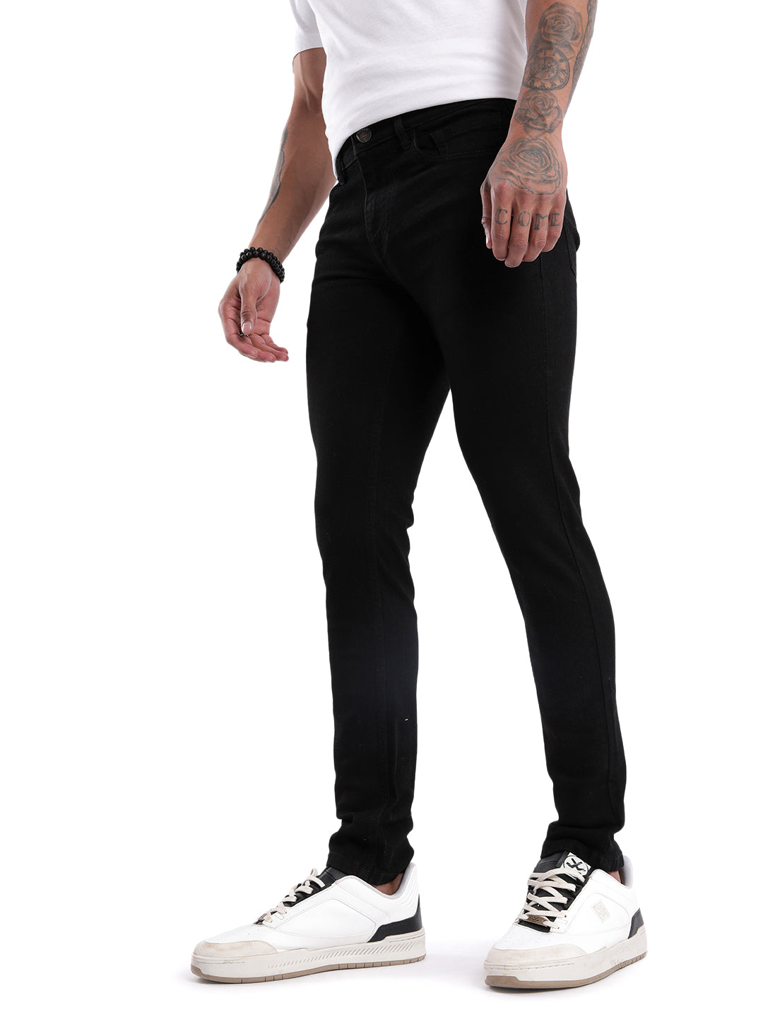 Solid Black Skinny Denim Jeans