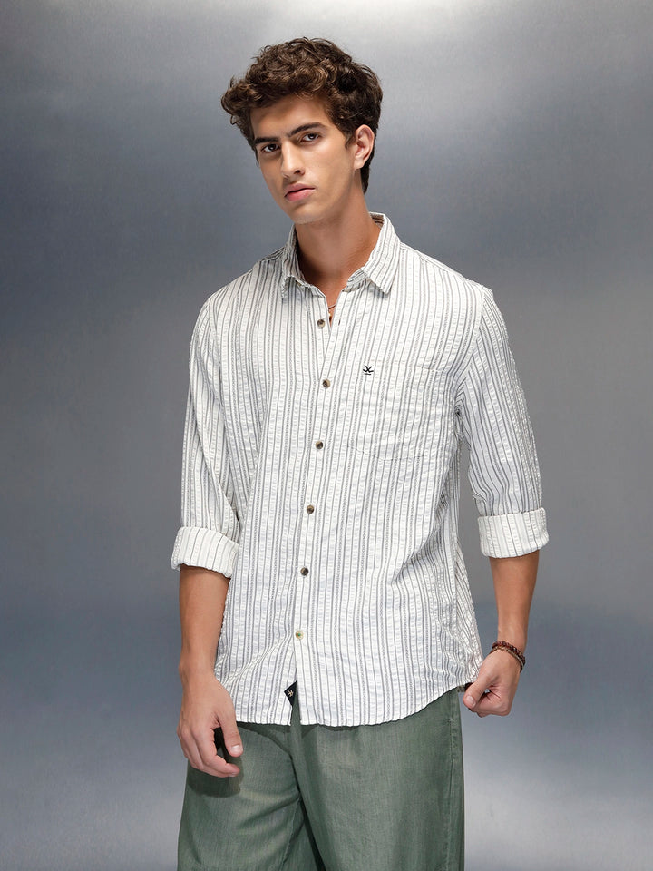 men's casual striped pattern shirt | Off White