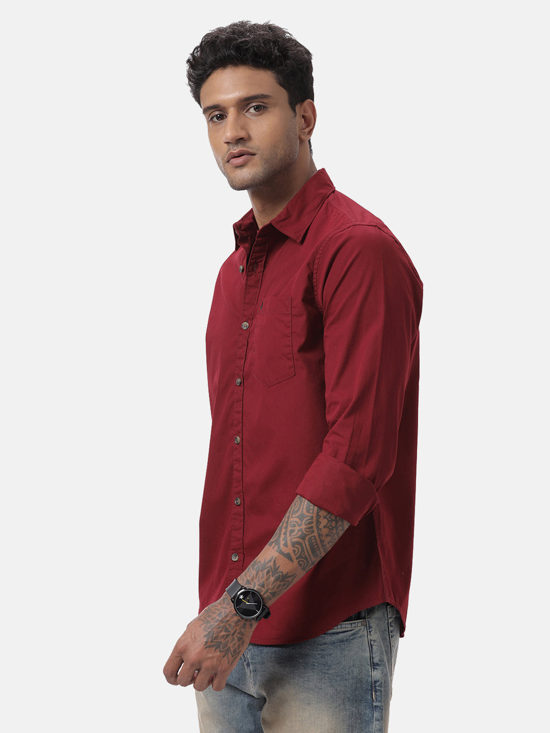 Fresh Maroon Solid Casual Shirt