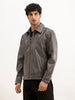 Solid Slim Fit Zipper Jacket | Charcoal