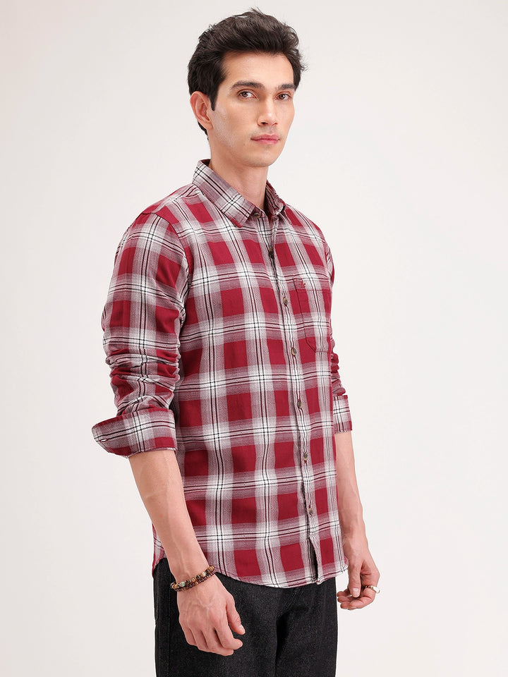 Slim Fit Checkered Shirt | Red
