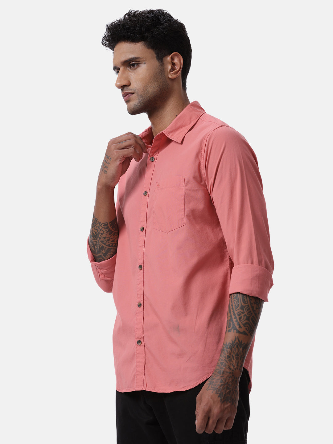 Solid Pink Solid Casual Shirt