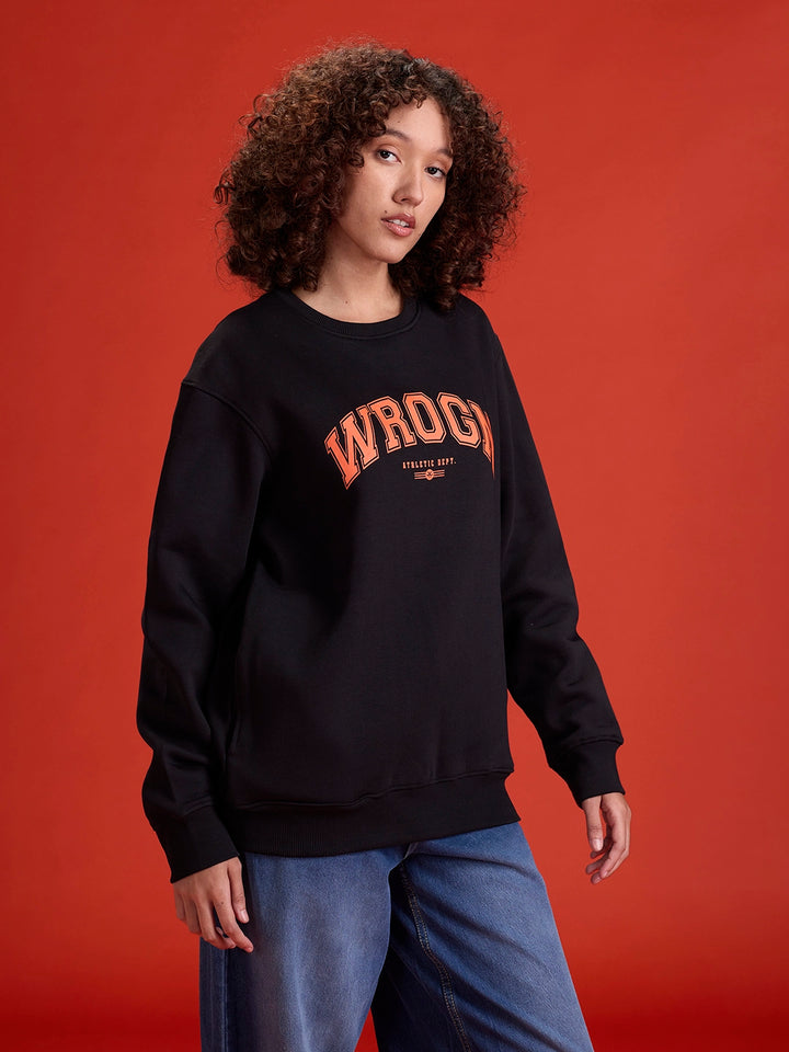 Wrogn Graphic Printed Comfort Fit Sweatshirt | Black