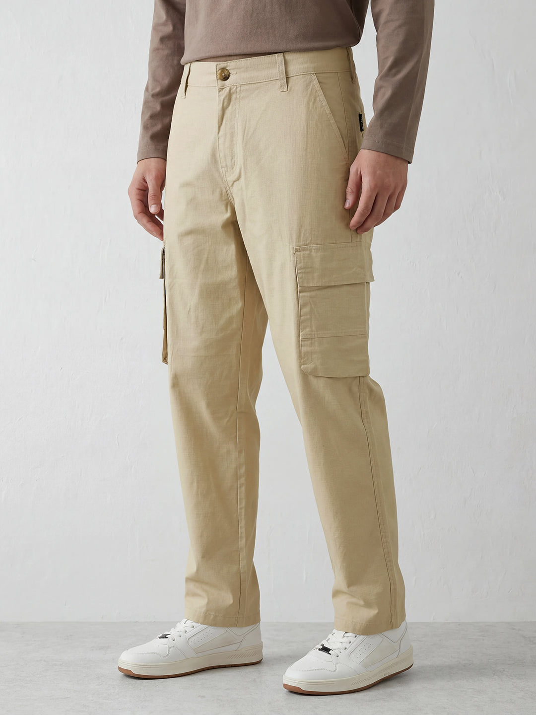 Men's casual cargo loose fit trousers | Beige