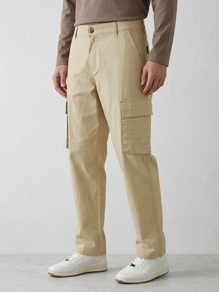 Men's casual cargo loose fit trousers | Beige