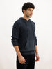 Solid Regular Fit Knitted Hooded Sweater | Blue