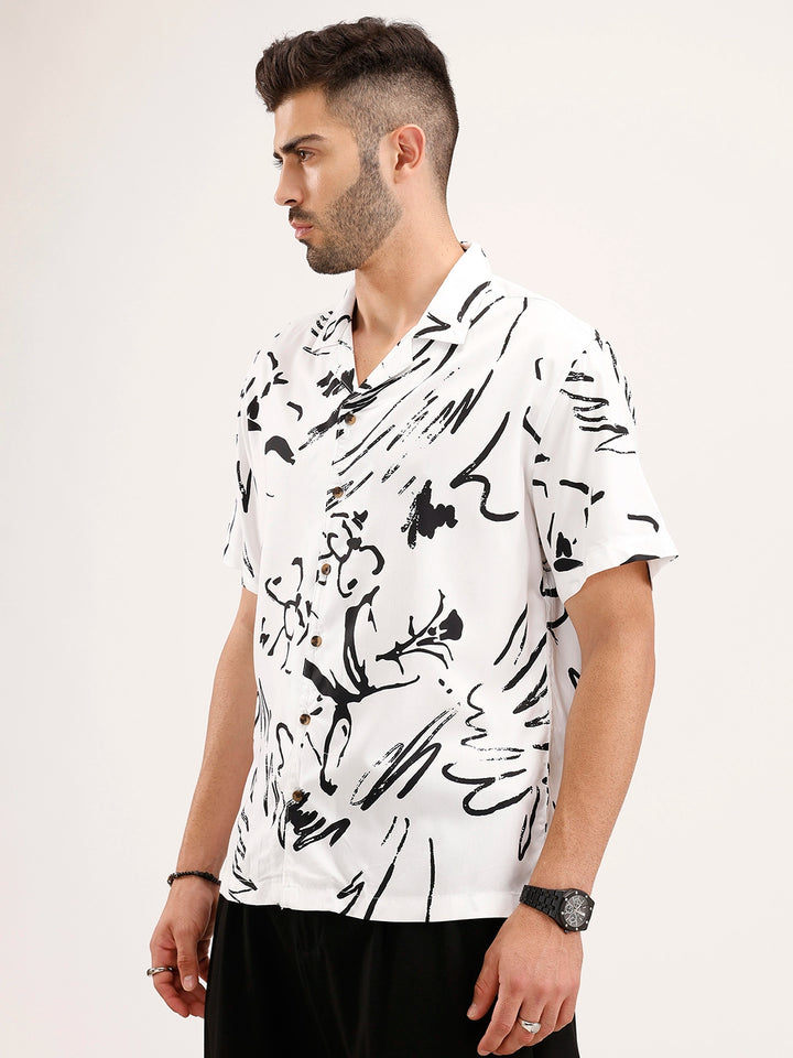 Resort Collar AOP Shirt | Off White