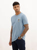 Slim Fit Embroidered Patch Detail T-Shirt | Blue | WTS02HSSL1378S