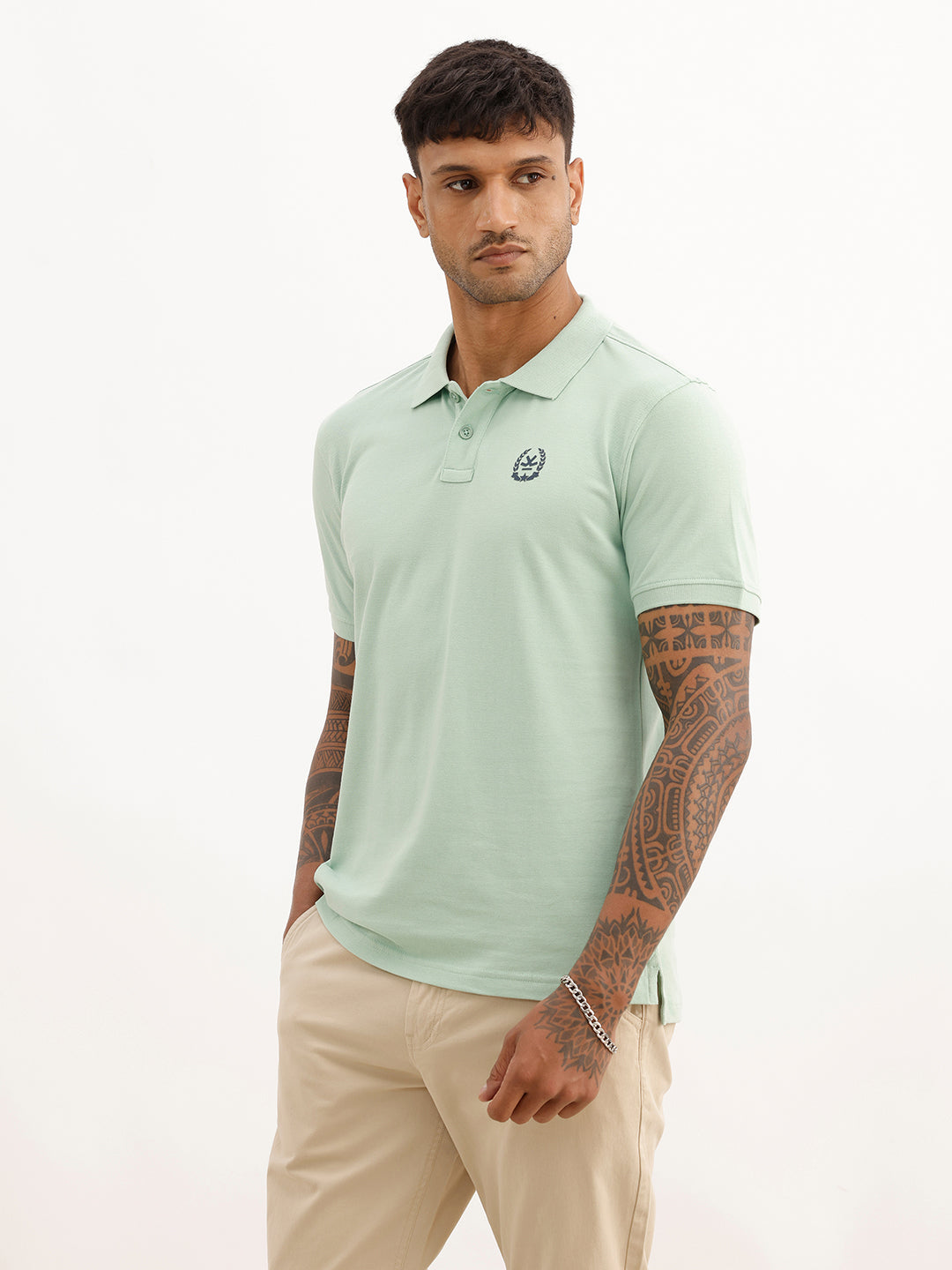 Classic Placement Printed Polo T-Shirt | Green | WWTS300F