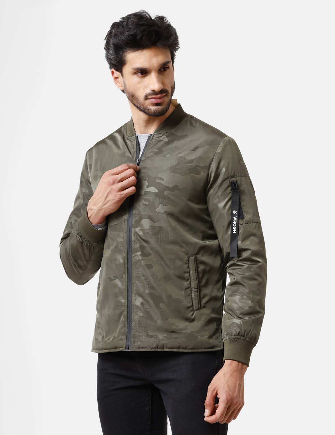 Olive Camo Bomber Jacket