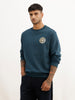 Comfort Fit Foil Printed Sweatrshirt | Teal