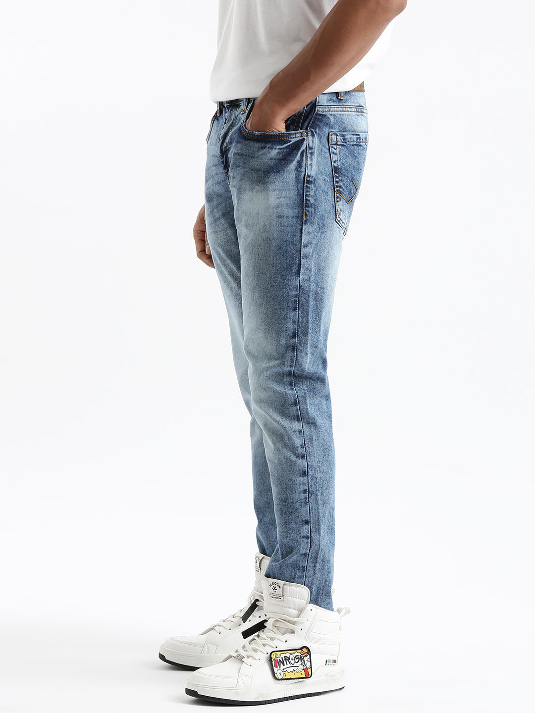 Washed Texture Slim Fit Jeans