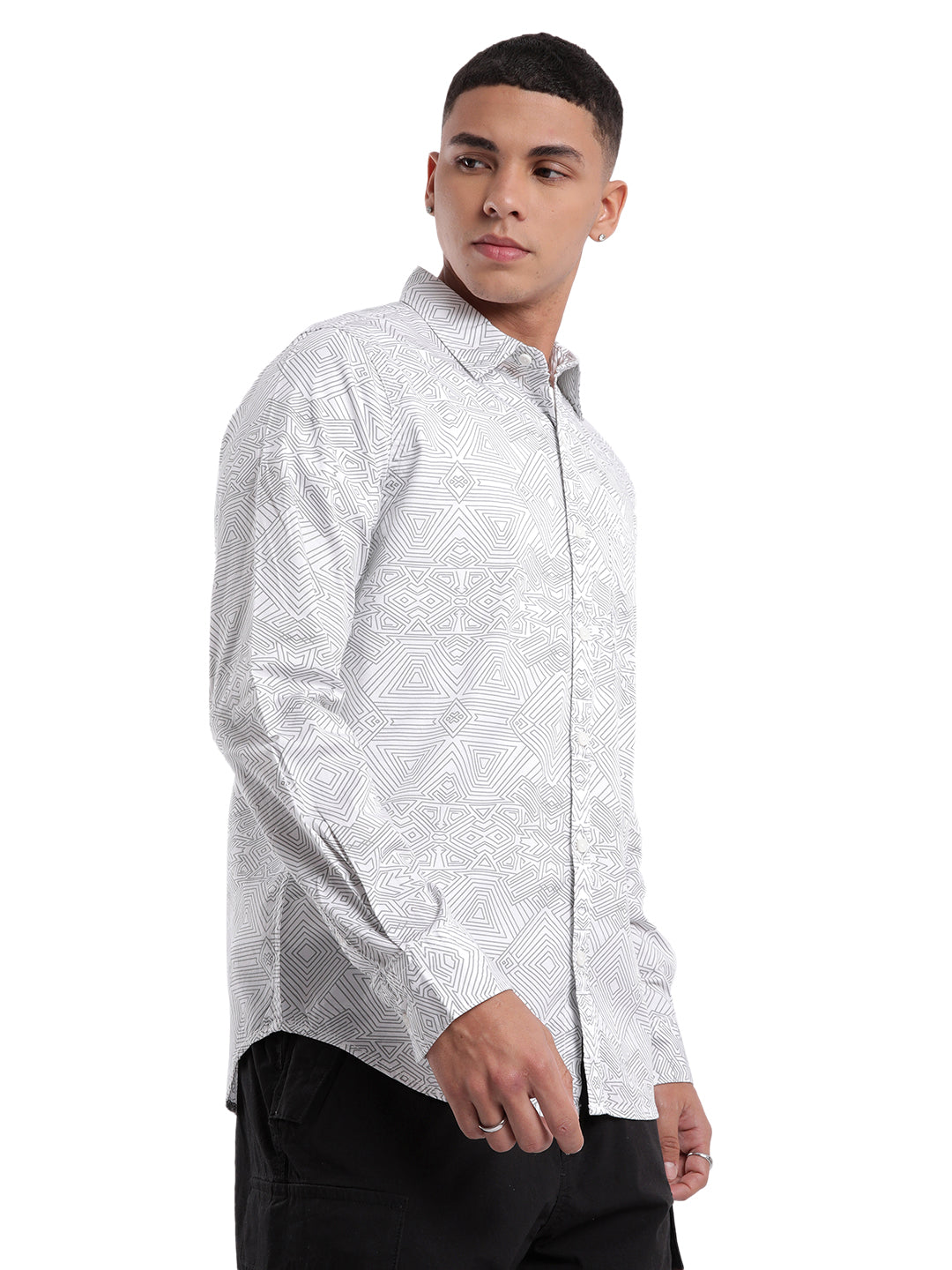 Multi Patterns White AOP Shirt