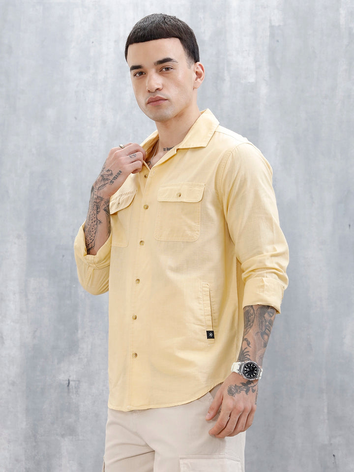 Wrogn Regular Fit Casual Shirt For Men's | Beige
