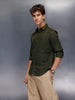 Men’s Dark Green Subtle Check Shirt | Olive