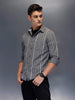 Men's textured vertical striped casual shirt | Dark Grey