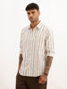 Textured Slim Fit Striped Shirt | Off White