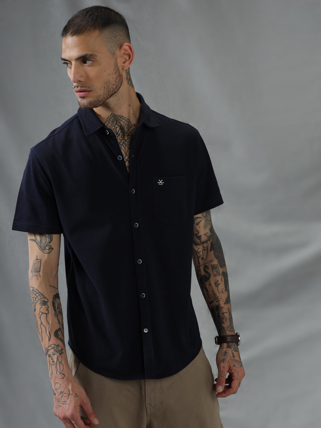 Effortless Navy Short Sleeve Shirt