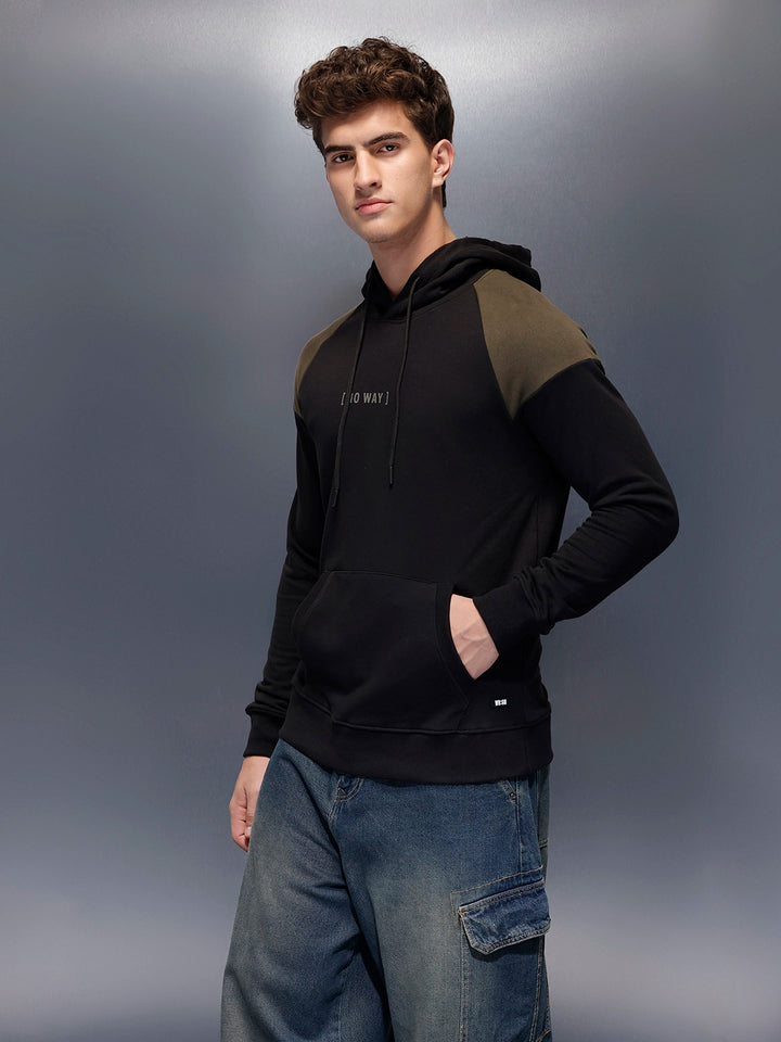 Casual Cut & Sew Hoodie  | Black