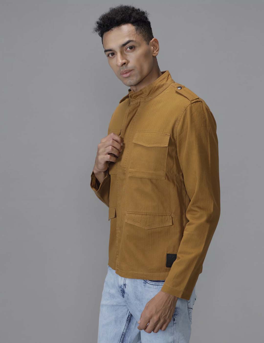 Solid Brown Technical Jacket