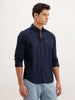 Slim Fit Solid Shirt | Navy Blue