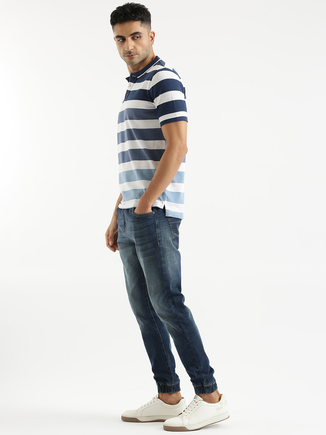 Striped Fade Polo T-Shirt