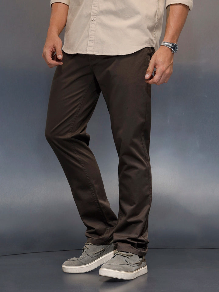 Men's casual straight fit trousers | Olive